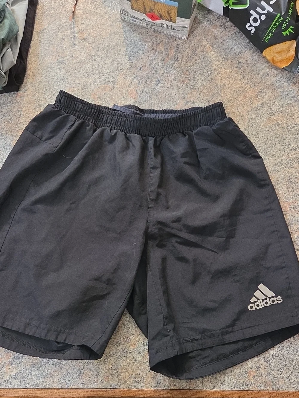 adidas Black Men's Athletic Shorts with White Logo